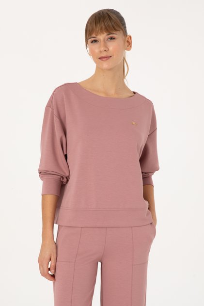 Kadın Gül Kurusu Bisiklet Yaka Sweatshirt 50314210-VR221