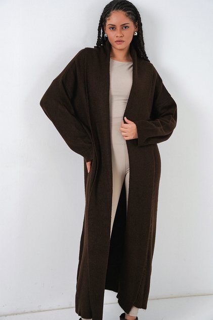 Women's Long Oversize Knitwear Cardigan 15924 - Brown