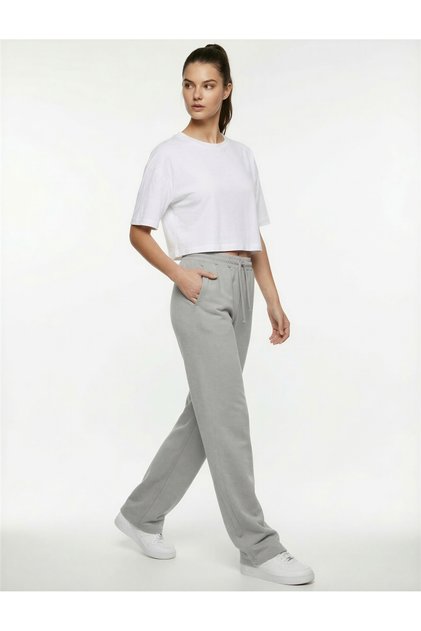 High Waist Pocket Detailed Waist Tie Modal Blend Wide Leg Sweatpants