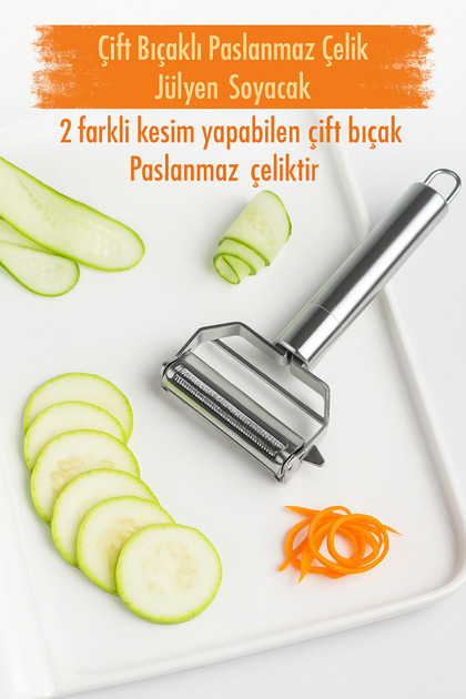 Stainless Steel Double-Sided Julienne Vegetable Fruit Peeler | Multi-Purpose Sharp Blade Fruit Peeler
