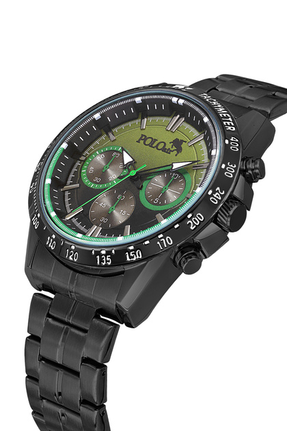 Sports Men's Wristwatch Black Green Color Pl-7043E3X