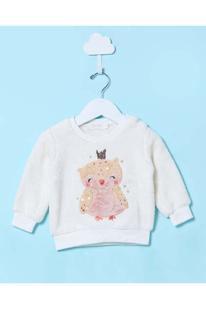 Infant Girls Ivory Embellished Sweatshirt