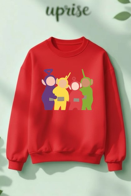 Teletabi Printed Cotton 3 Thread Crew Neck O Oversized Sweatshirt