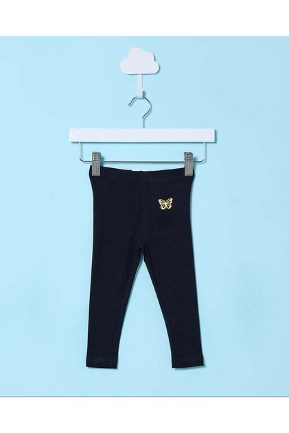 Infant Girls Black Butterfly Trim Leggings