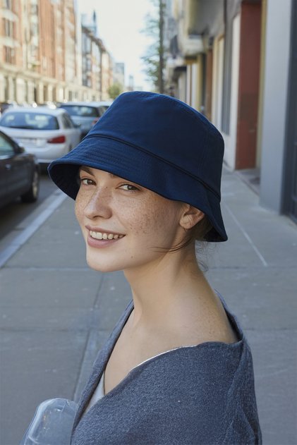 Uv Sun Protection Bucket Hat Foldable Cross Outdoor Navy Blue Beach Sea Hat Bucket Hat