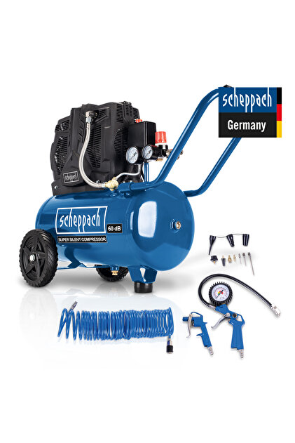 Scheppach HC25si Sessiz Kompresör 1100 W 8 Bar 24 Lt - 5906140901
