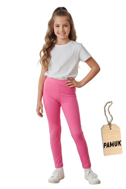 Girl's Tights - Pink Cotton Stretch Fabric Transitional Long Children's Tights