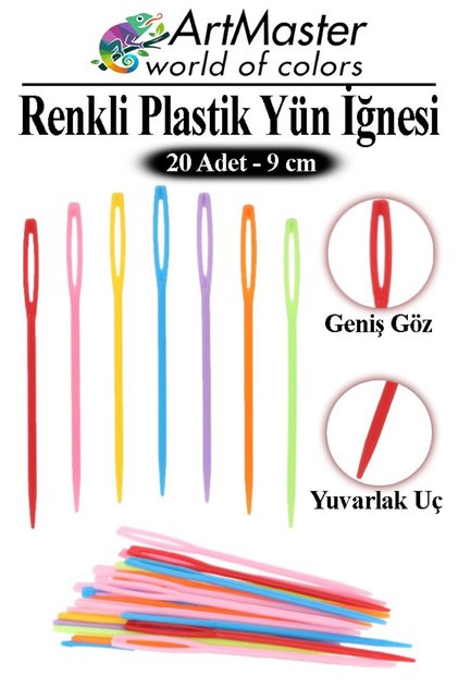 Plastic Wool Needle Colorful 20 Pieces 9cm Sewing Needle Plastic Needle Yarn Needle Weaving Needle Knitting Needle