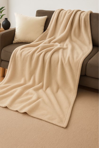Beige Fleece Tv Blanket 100X180 cm Single Plush Tv Blanket