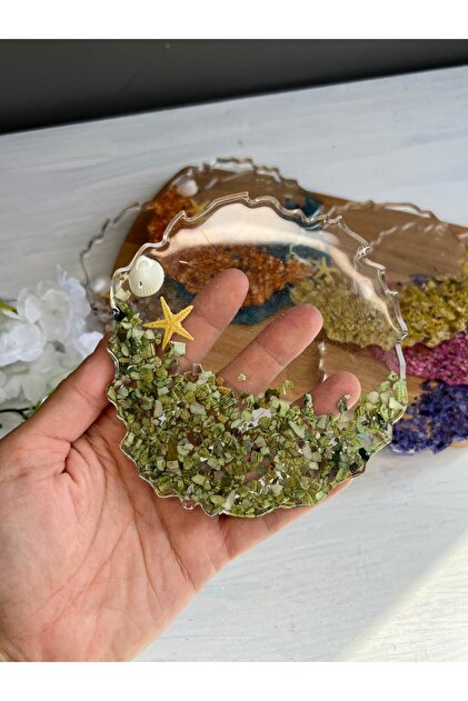 Single Color Sea Shell Epoxy Coaster - 1 Piece