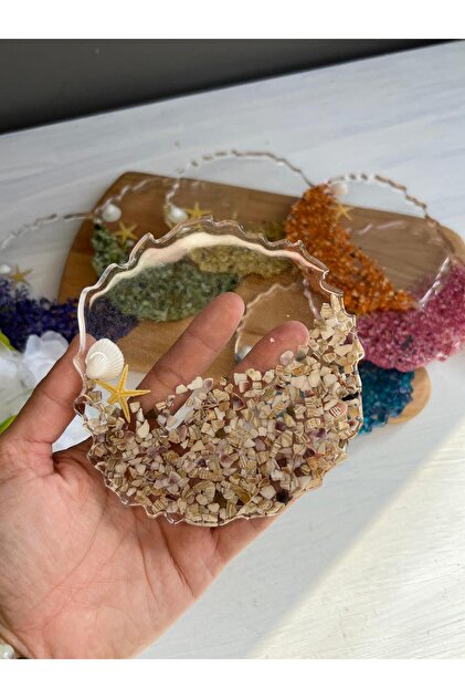 Single Color Sea Shell Epoxy Coaster - 1 Piece