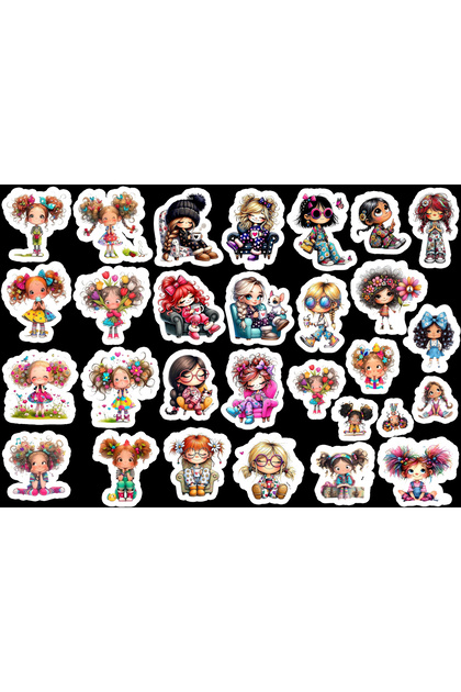 Cute Girl Heroes Themed Sticker Set (22X30 cm 1 Piece)