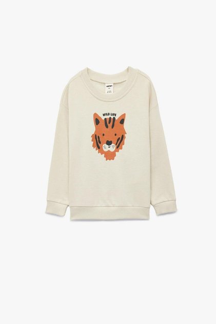Baby Boy Cotton Long Sleeve Crew Neck Kaplan Printed Sweatshirt