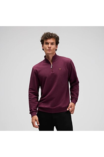 EF580-BRD Yarım Fermuarlı Erkek Sweatshirt - Bordo