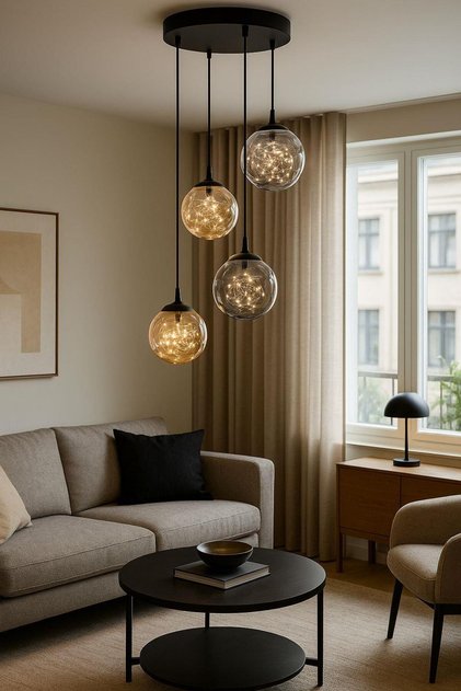 PERİ LEDLİ AVİZE KARTOPU 4 LÜ FÜME