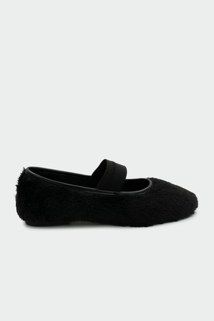 Creas Black Feather Women's Elastic Women's Ballerinas