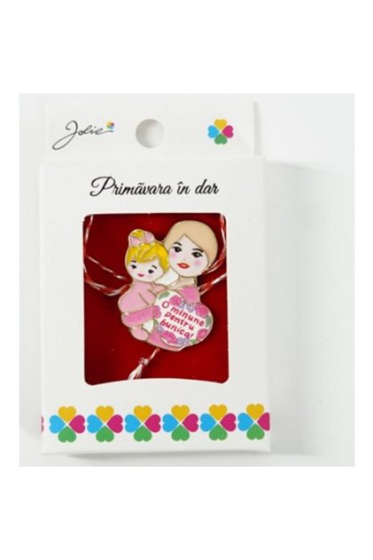 Μικρή καρφίτσα Martisor σε κουτί, Μέγεθος καρφίτσας 2,5-3 εκ., Μοντέλο «Ένα θαύμα για τη γιαγιά»
