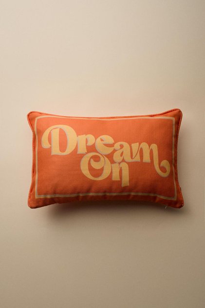 Dream On Baskılı Biye Detaylı Kırlent Kılıfı