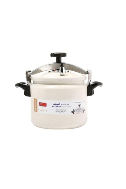 AL SAIF Aluminum Granite Pressure Cooker - 6 Liter, Pearl White (Model K98006/PW)