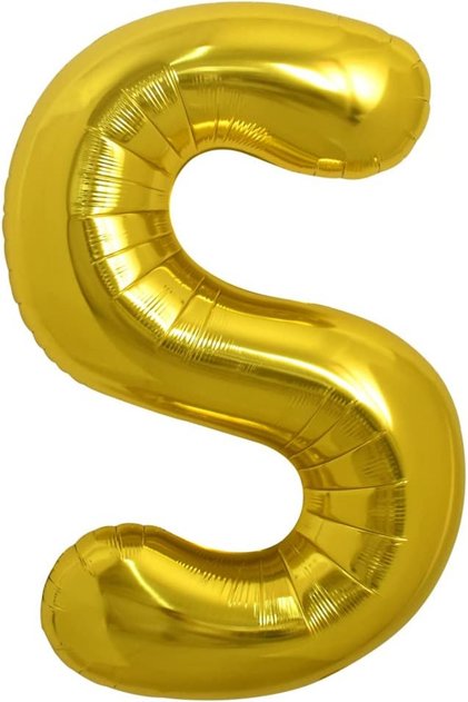 Letter S Balloon Gold Gold 78cm Large Size Compatible with Air and Helium