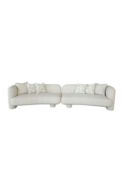 Yugen 4-Seater Fabric Sofa - Beige, Durable Solid Wood Frame, 2-Year Warranty, 367x97x75cm