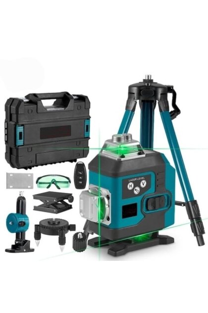 Nivela Laser 4D cu 16 Linii, 25 m, Telecomandă și Trepied Ajustabil 51–150 cm, Set Complet