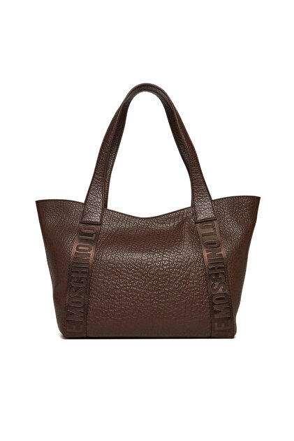 Love Moschino Kadın Metal Logo Fermuar Kapama Deri Kısa Kulp