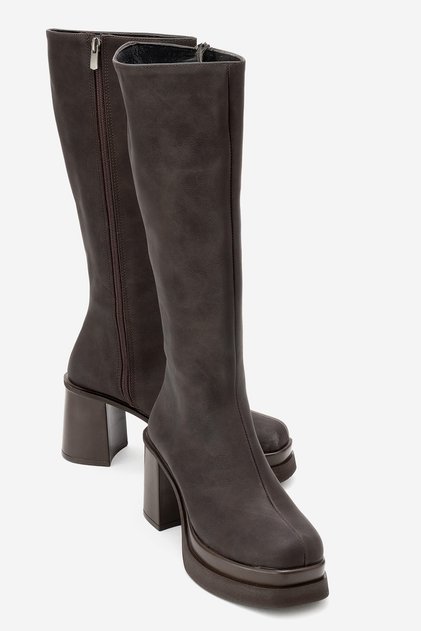 Carm Brown Nubuck Platform Heeled Women's Boots