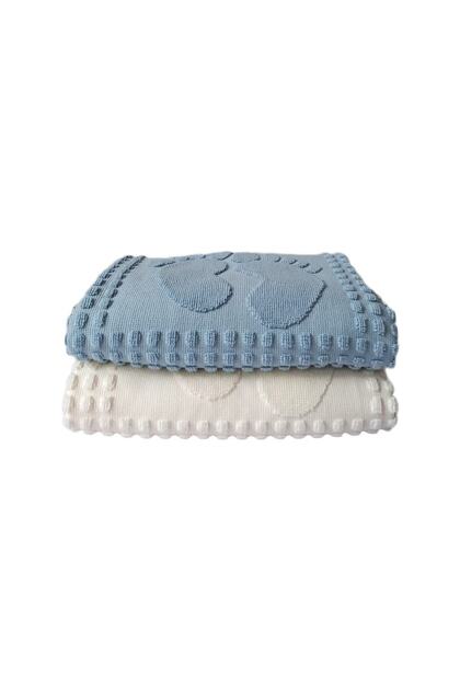 Winter Floor Mat Foot Towel 2 Pieces Blue-Cream