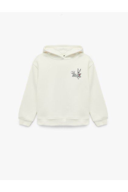 Licensed Bugs Bunny Printed Long Sleeve Hoodie Fleece-Lined Oversized Sweatshirt