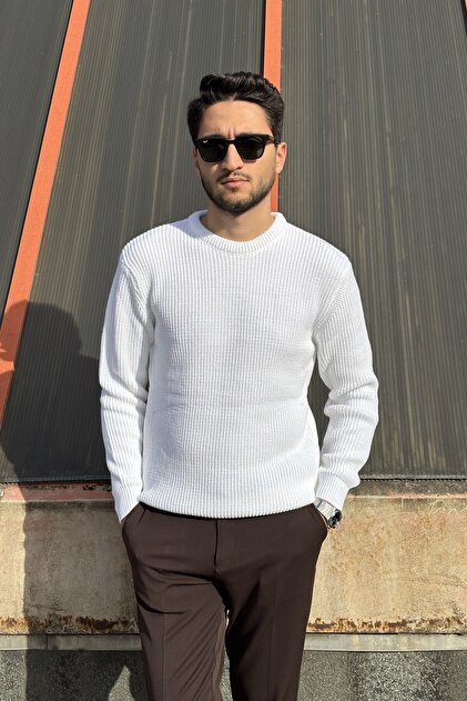 Bisiklet yaka, kışlık-baharlık, dokulu, Regular-Fitt, basic triko kazak 25PLTK18