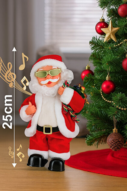 ぬいぐるみ Little Santa 2001 421/2500 DODOMAR 25 cm Gözlüklü Hareketli Pilli Sesli Noel Baba – Mini Özel