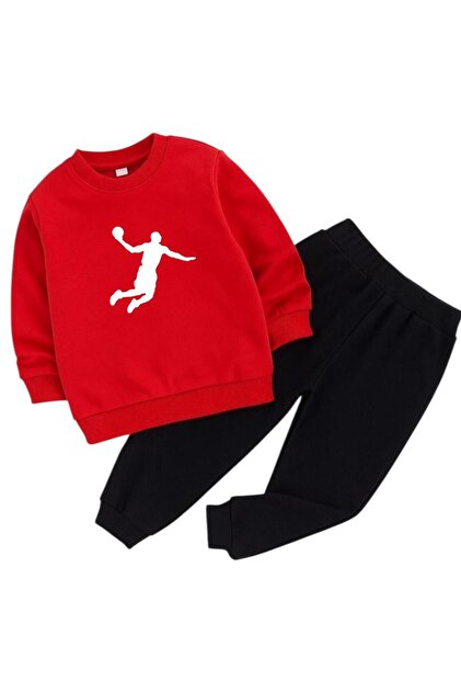 Basketball Player Printed 3-Ply Children's Tracksuit Set