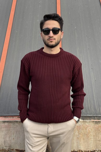 Crew Neck, Winter-Spring, Striped, Textured, Basic Knit Sweater 25Pltk17