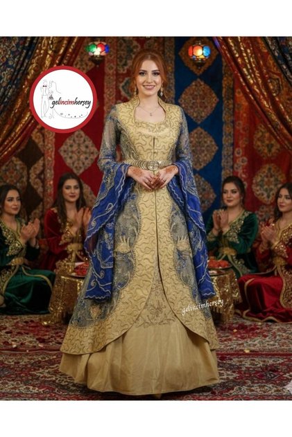 Altın İşlemeli Hürrem Model Kaftan Bindallı