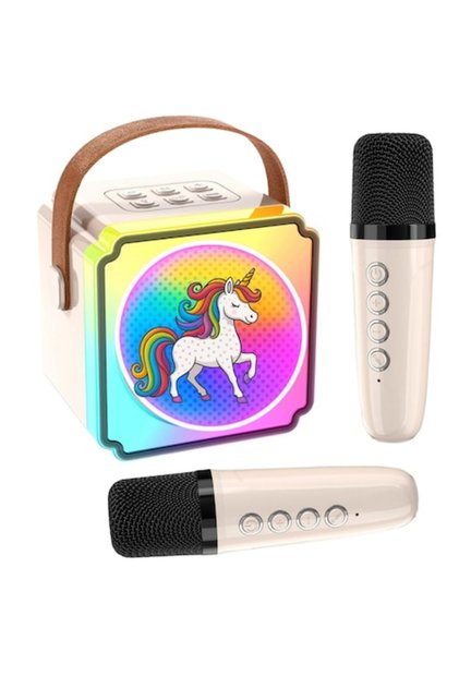 Boxa Karaoke Portabila cu 2 Microfoane Wireless, Lumini RGB, Bluetooth 5.3, Efecte Vocale Amuzante
