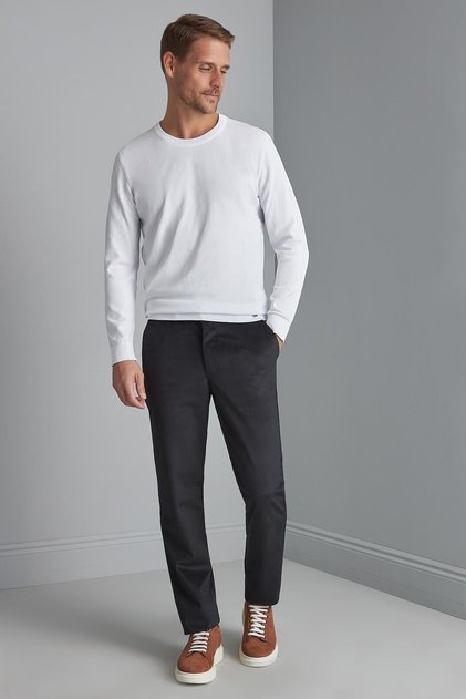 Men's Black Velvet Regularfit / Comfortable Fit Trousers