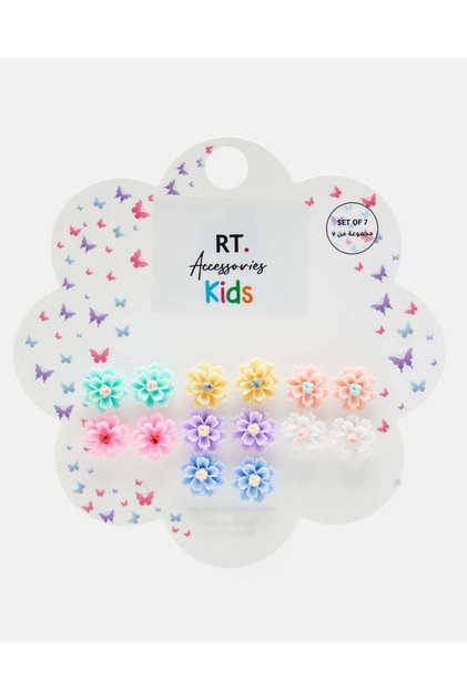 Girls Assorted Embellished Studs Set (7 Pairs)