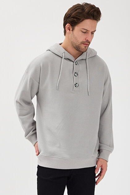 Erkek %60 Pamuk Selanik Kumaş Oversize Kapüşonlu Sweatshirt