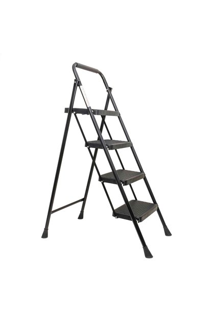 Scară metalică cu 4 trepte late, pliabilă neagră / ZTS 8088