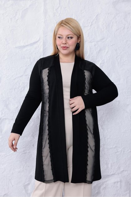 Plus Size Satin Transitional Cardigan