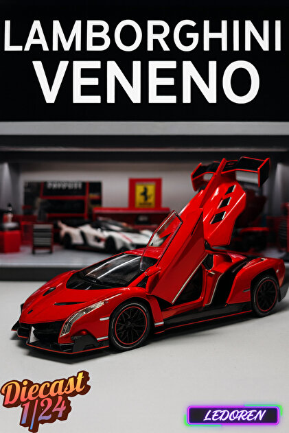 L'eDoren Kırmızı Renkli Lamborghini Veneno 1/24 Diecast Koleksiyon