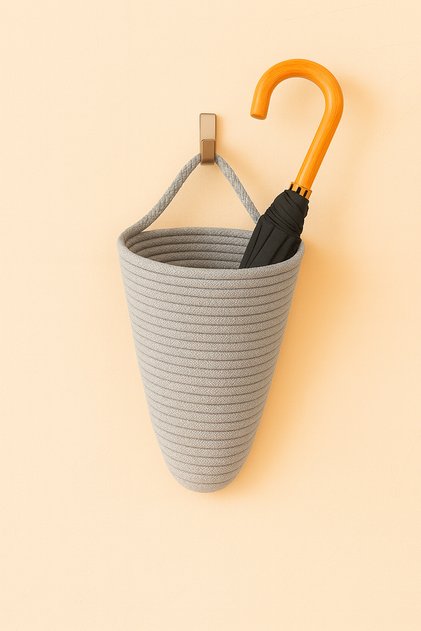 Wallnest Rope Wall Hanging Basket Umbrella Holder Decorative Wall Organizer Basket