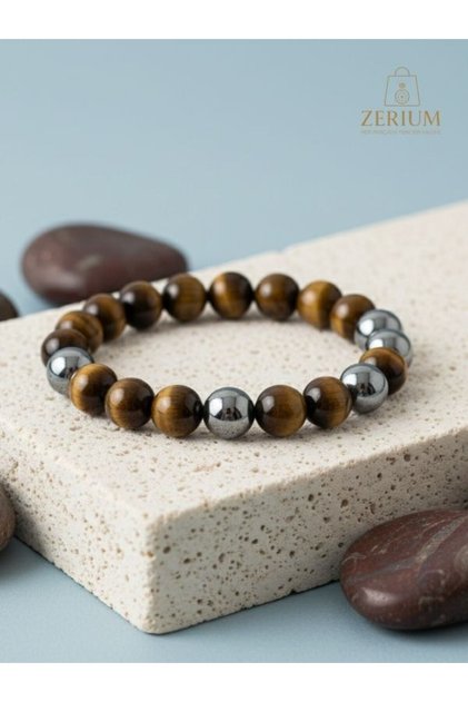 Negative Energy Shield Original Tiger Eye and Hematite Natural Stone Bracelet