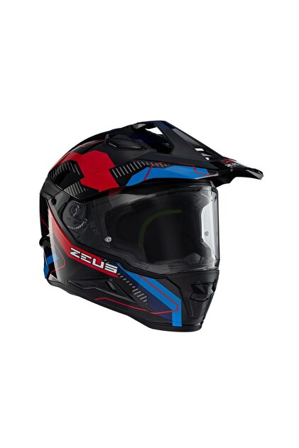 ZEUS ZS-913 BK19P Black Red Blue Kapalı Kask - Fiyatı, Yorumları