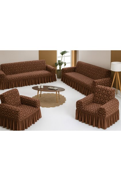 Jacquard Shawl Pattern Sofa, Sofa, Sofa Bed Cover, Lycra, Skirted, Seat Cover 3+3+1+1 Set