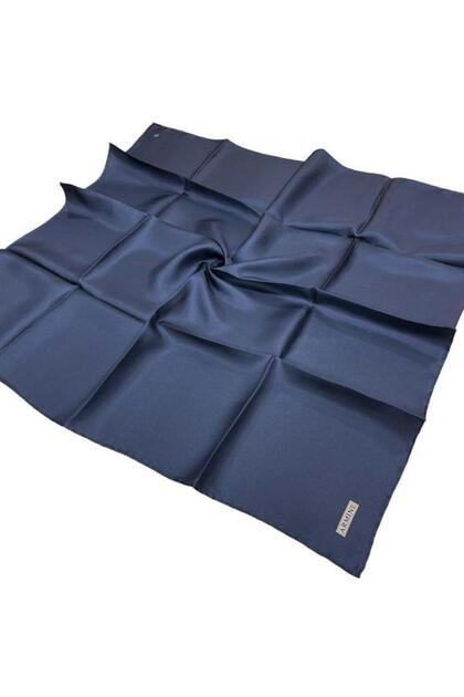 Düz İpek Eşarp - 653 Mat Lacivert Twill
