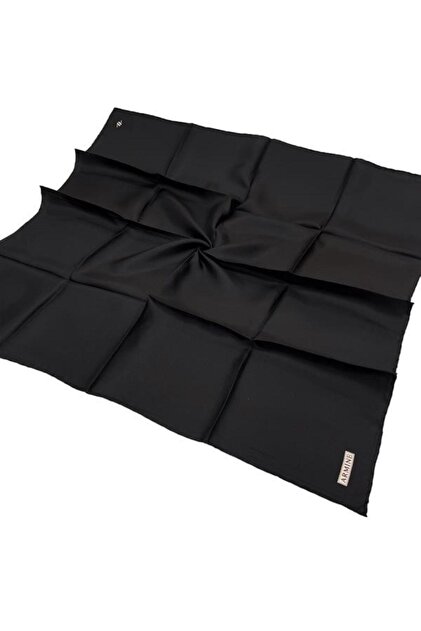 Plain Silk Scarf - 01 Black Twill