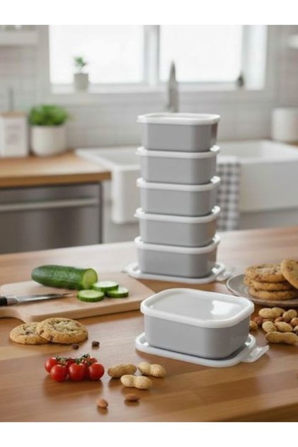 Aden Gray 6-Piece Storage Container Set - Breakfast Snack Container Storage with Leak-Proof Lids