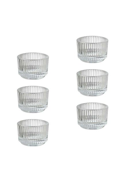 Clear Glass Tealight Holder Set, 3.5 cm, Stackable Design, 6-Pack